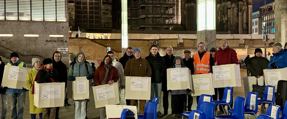 Neuauszählung jetzt Aktion des BSW vor dem Kölner Dom